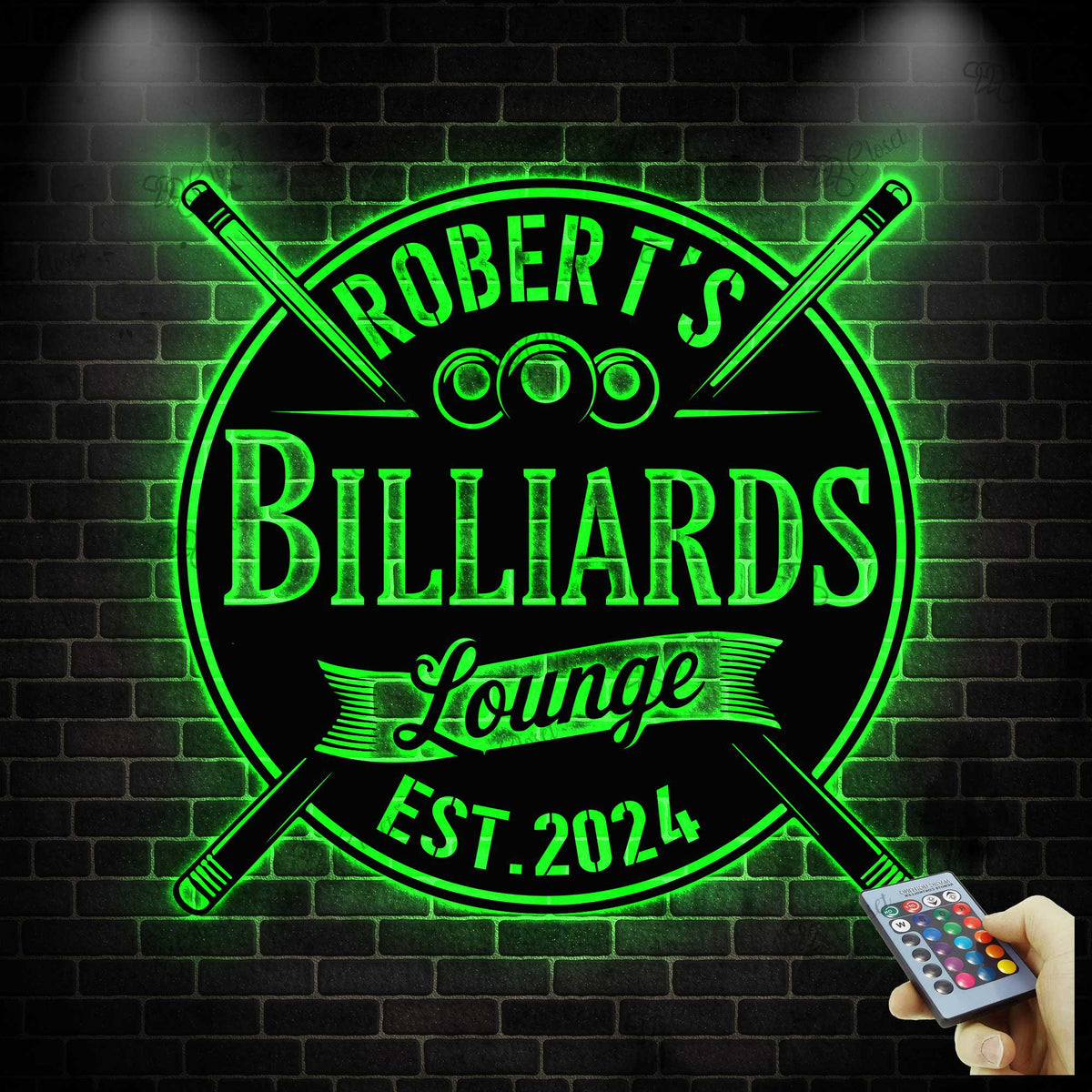 Custom Billiards Metal Sign with LED light, Billiards Lounge Wall Sign, Pool Room Decor, Billiard Room Sign, Game Room Decor, Man Cave Sign
