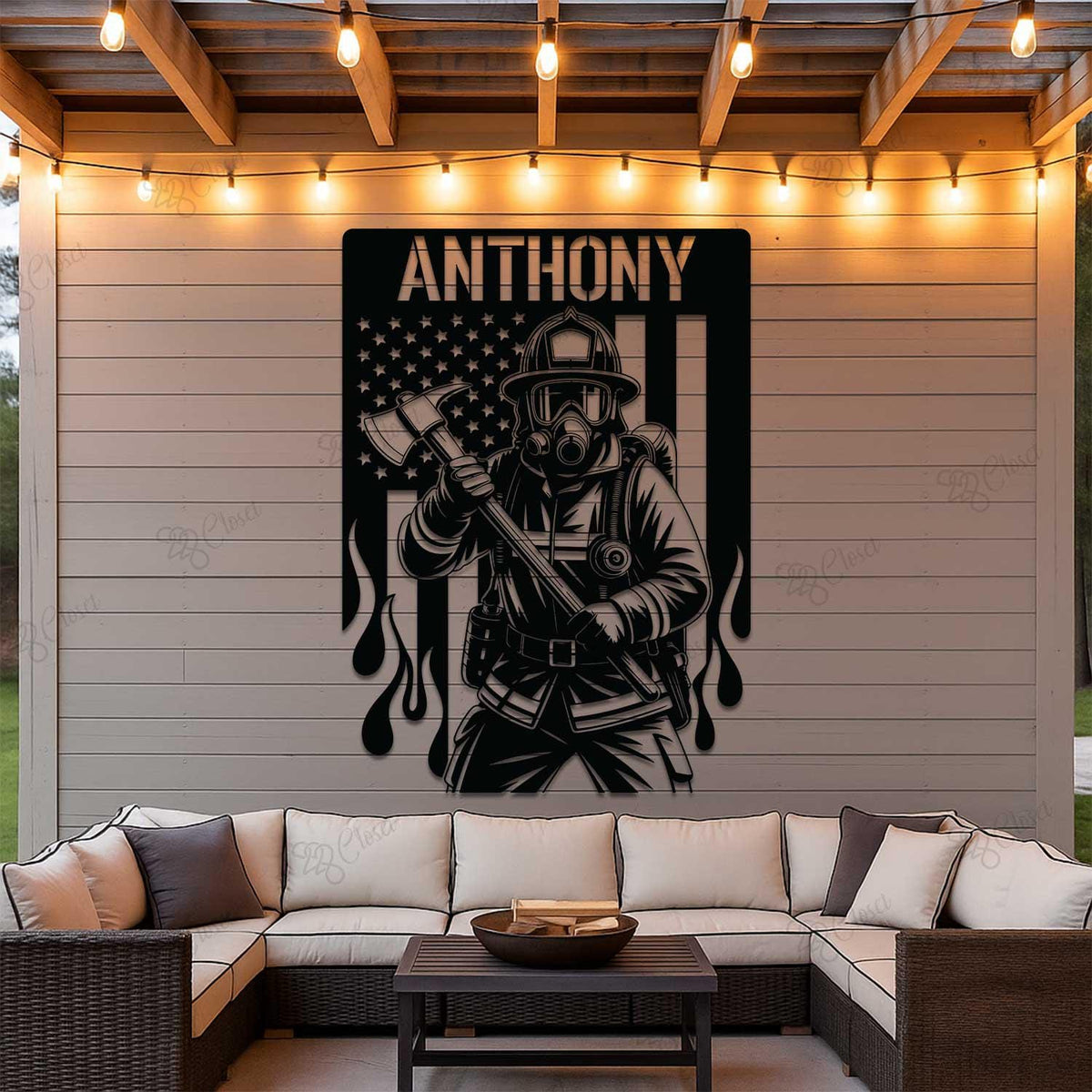 Custom Firefighter Metal Sign with LED light, Fireman Wall Decor, Firefighter Name Sign, Fire Department Decor, Fireman Appreciation Gift
