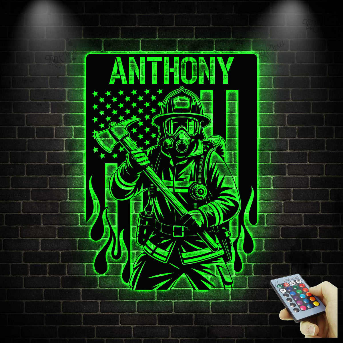 Custom Firefighter Metal Sign with LED light, Fireman Wall Decor, Firefighter Name Sign, Fire Department Decor, Fireman Appreciation Gift