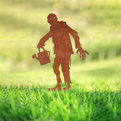 Rusty Metal Zombie Garden Stake, Halloween Lawn Art