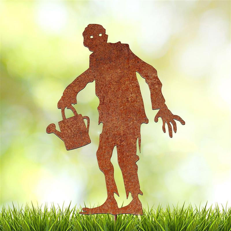 Rusty Metal Zombie Garden Stake, Halloween Lawn Art