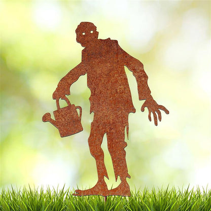 Rusty Metal Zombie Garden Stake, Halloween Lawn Art