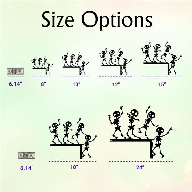 Dancing Skeleton Metal Door Corner Sign, Halloween Decor