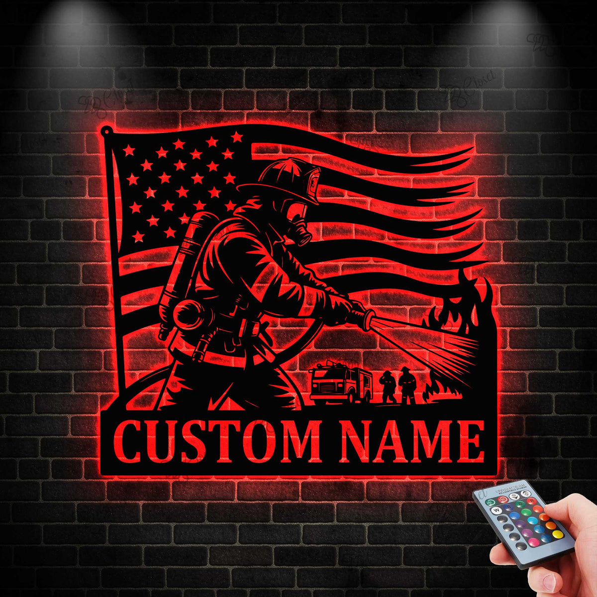 Custom Firefighter LED Sign,Fireman LED Wall Sign,Firefighter Wall Decor,Fireman Gift,Fireman Decor,Firefighter Name Sign, Fire Wall Art