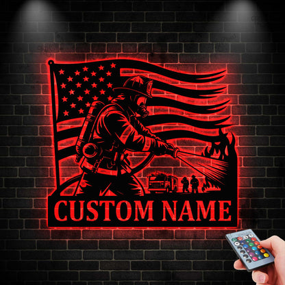 Custom Firefighter LED Sign,Fireman LED Wall Sign,Firefighter Wall Decor,Fireman Gift,Fireman Decor,Firefighter Name Sign, Fire Wall Art