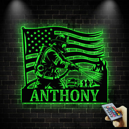 Custom Firefighter LED Sign,Fireman LED Wall Sign,Firefighter Wall Decor,Fireman Gift,Fireman Decor,Firefighter Name Sign, Fire Wall Art