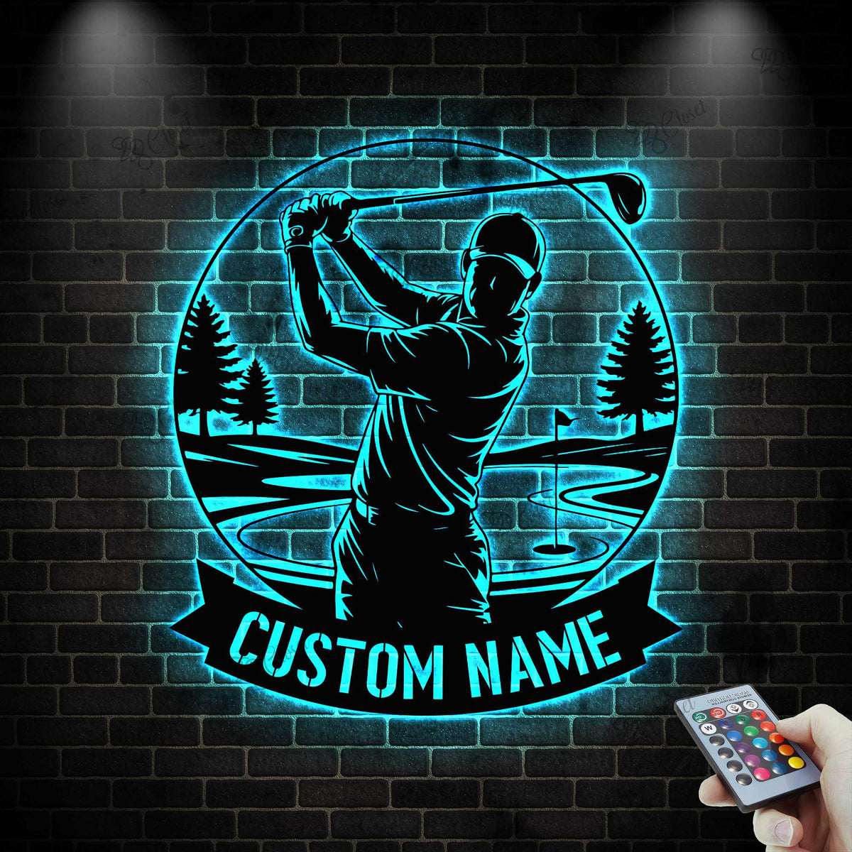 Personalized Golf Metal Sign with LED Light, Custom Golfer Name Sign, Golf Metal Wall Art, Golf Lovers Gift, Birthday Gift for Dad, Husband