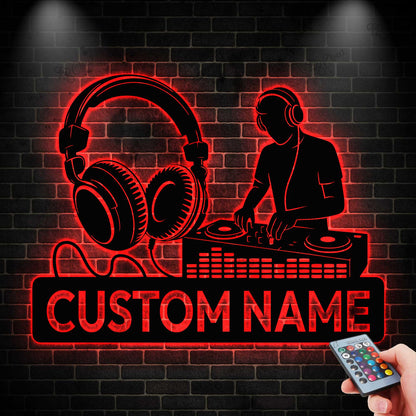 Custom DJ Metal Sign with Led light, Personalized DJ Name Sign, DJ Wall Art, Music Room Decor, Gift for Music Lovers