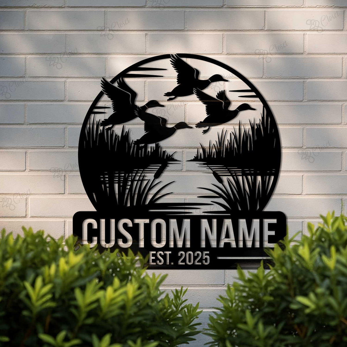Custom Duck Hunting Metal Sign with LED Light, Personalized Hunter Name Sign, Flying Mallard Duck Metal Sign, Cabin Decor, Housewarming Gift