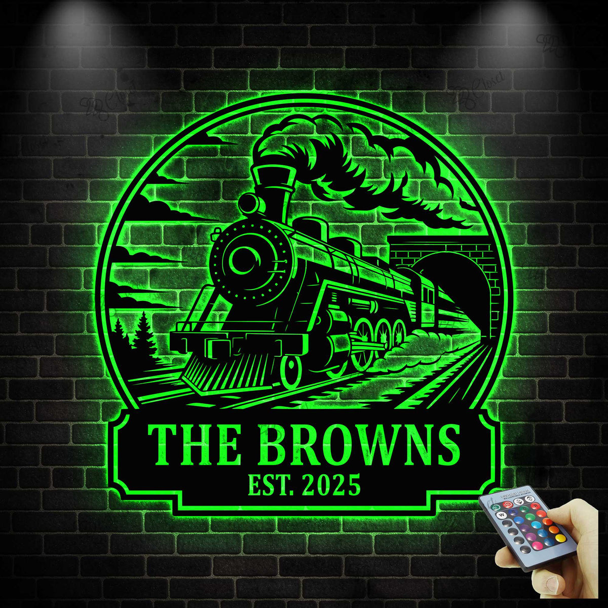 Custom Train Metal Sign with Led light, Metal Train Art Sign, Railroad Metal Wall Sign, Steam Engine Train Sign, Train Driver Name Sign