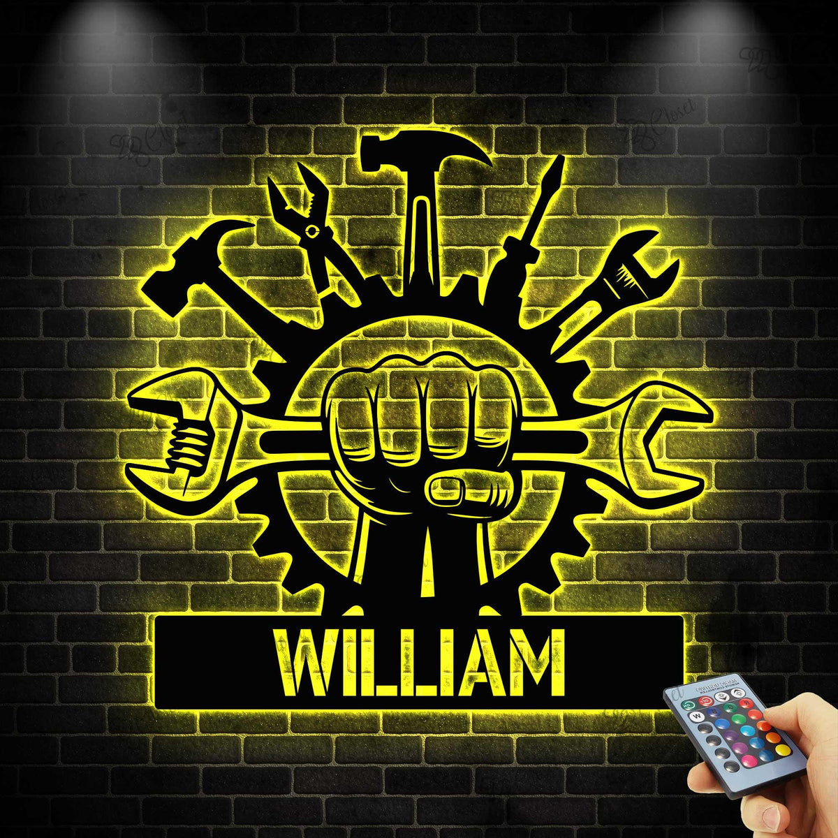 Custom Workshop Metal Sign with LED light, Garage Metal Sign, Personalized Garage Name Sign, Automotive Decor, Mechanic Workshop Sign