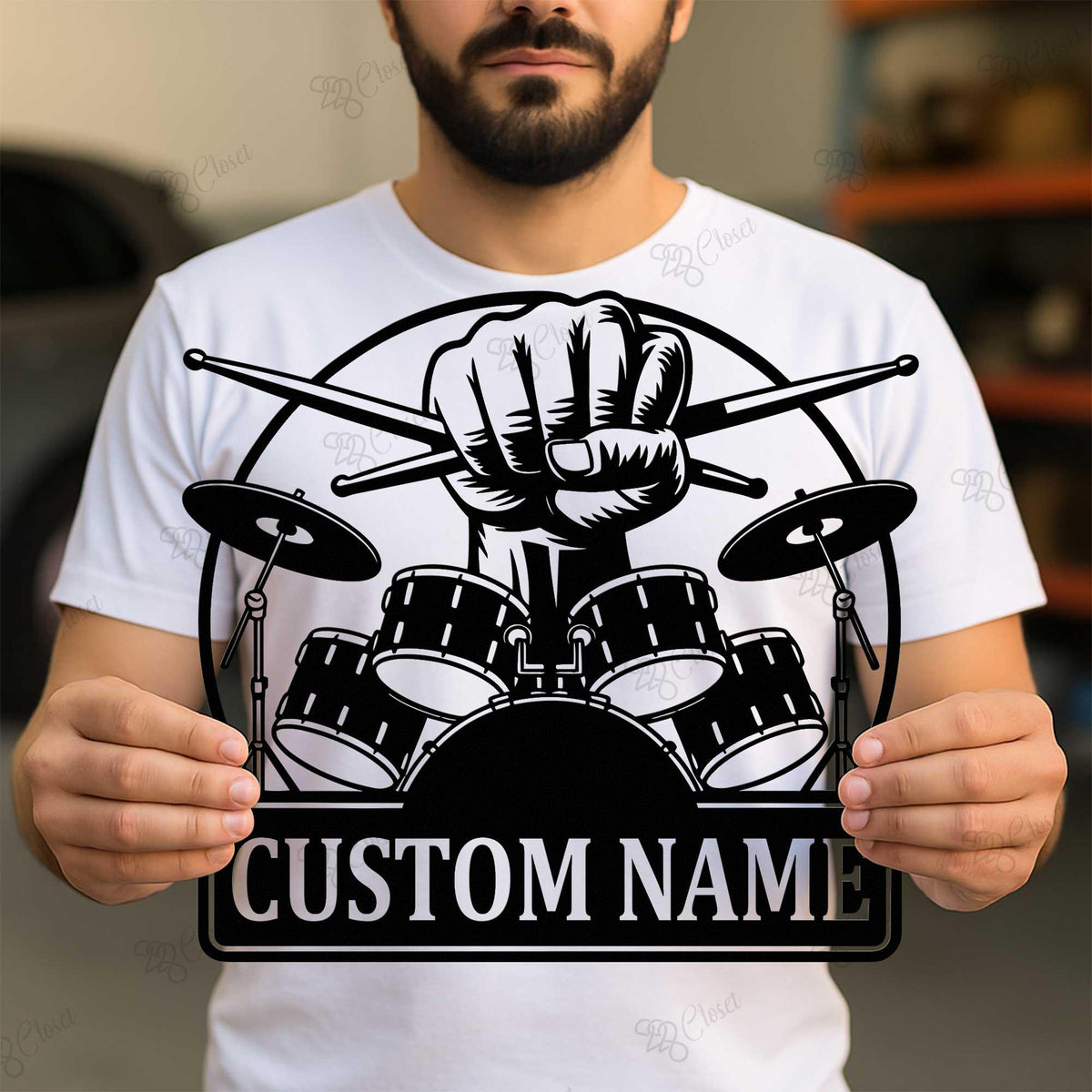 Custom Drum Metal Sign With LED Lights, Personalized Drummer Name Sign, Drum Lover Gift, Drum Wall Decor, Music Decor, Gift for Musician