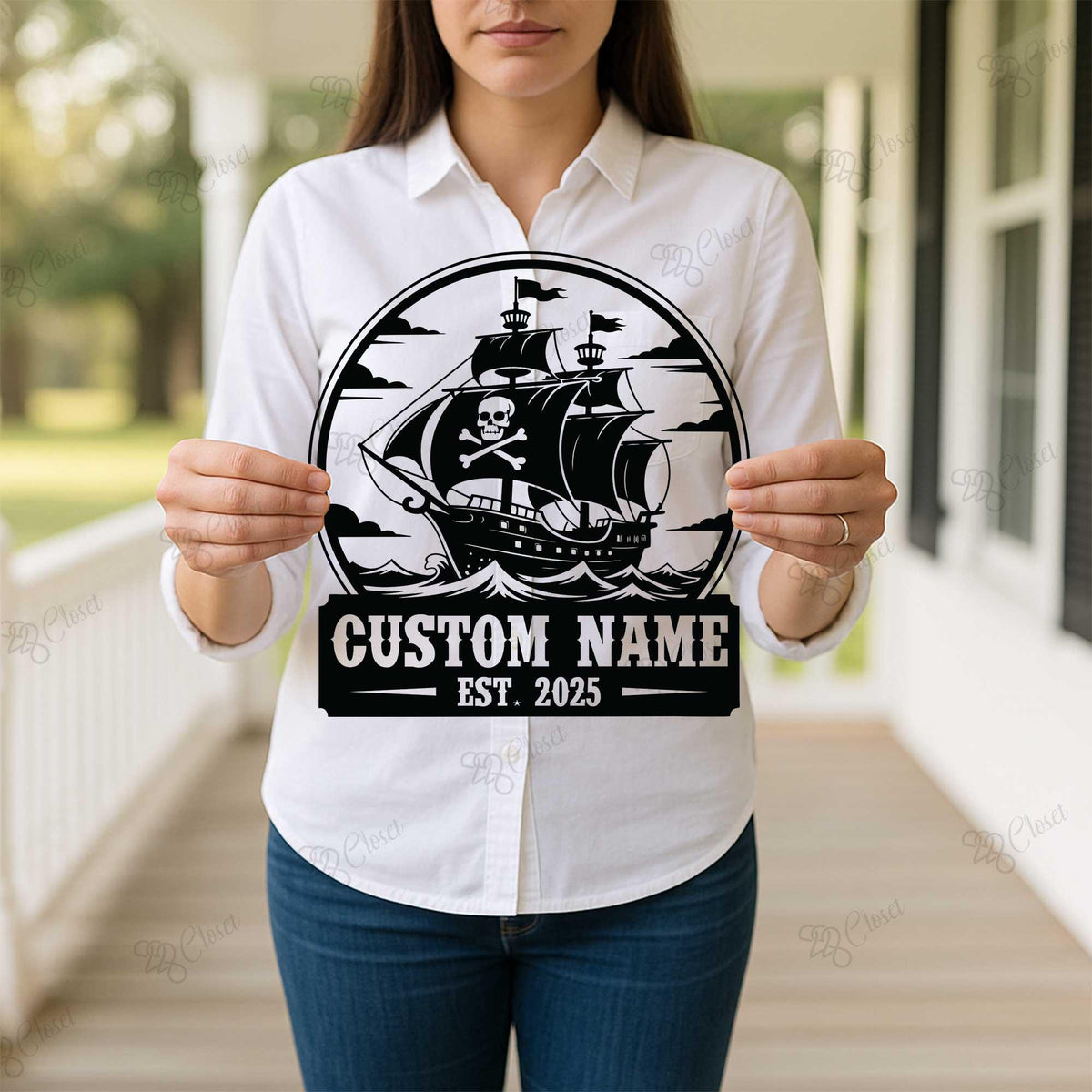 Custom Pirate Ship Metal Sign With LED Light, Pirate Ship Wall Art, Pirate Ship Name Sign, Beach House Sign, Pirate Ship Lover Gift