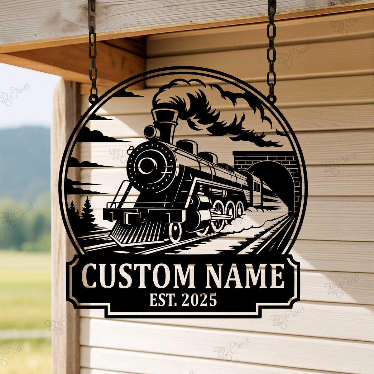 Custom Train Metal Sign with Led light, Metal Train Art Sign, Railroad Metal Wall Sign, Steam Engine Train Sign, Train Driver Name Sign