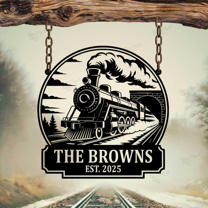 Custom Train Metal Sign with Led light, Metal Train Art Sign, Railroad Metal Wall Sign, Steam Engine Train Sign, Train Driver Name Sign