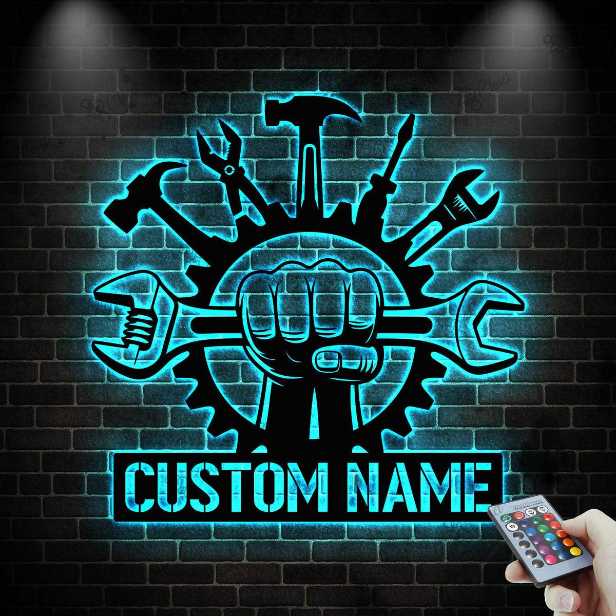 Custom Workshop Metal Sign with LED light, Garage Metal Sign, Personalized Garage Name Sign, Automotive Decor, Mechanic Workshop Sign