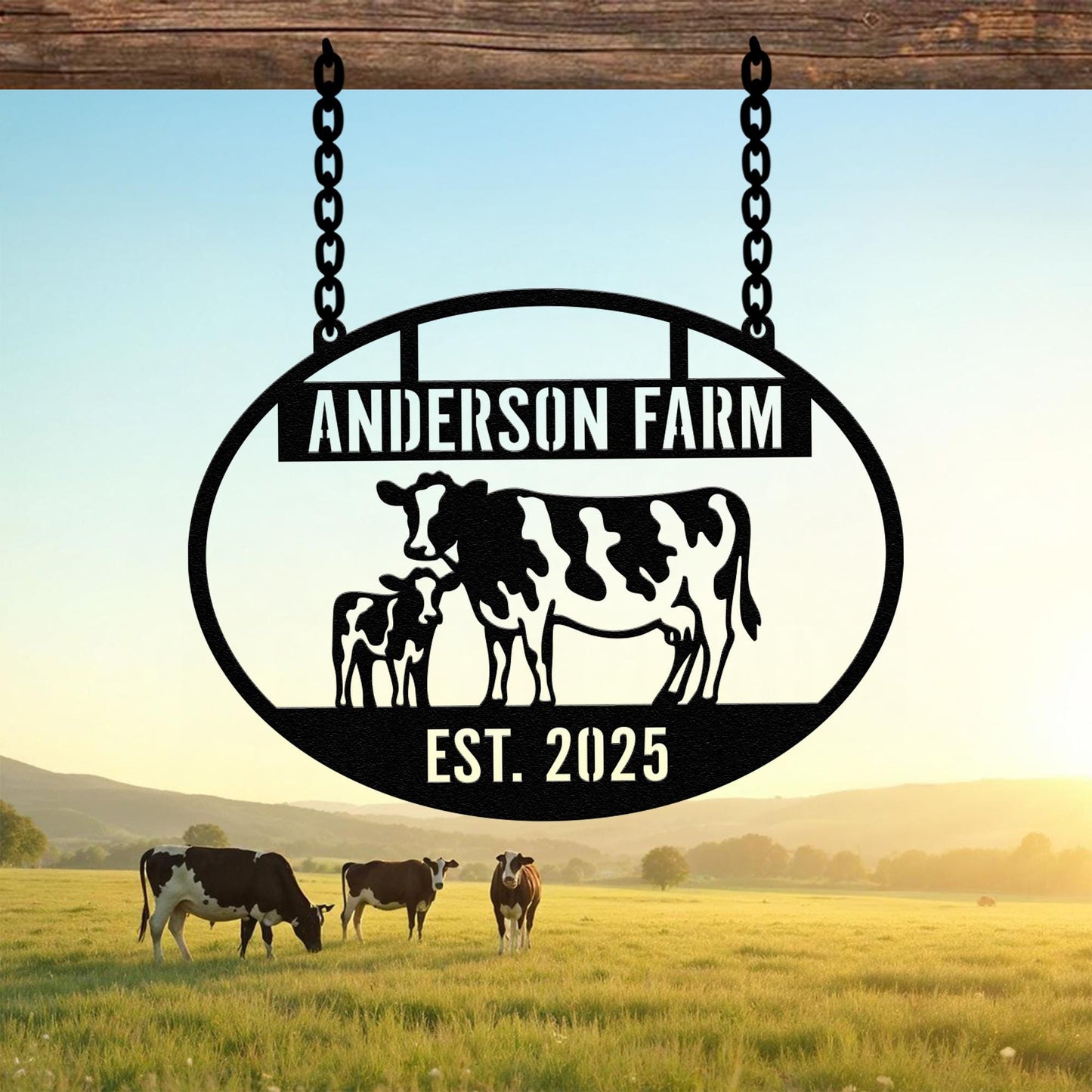 Custom Cow Farm Sign, Personalized Metal Outdoor Plaque, Cow Farmhouse Decor, Ranch Sign, Farm Gate Sign, Farmhouse Decor