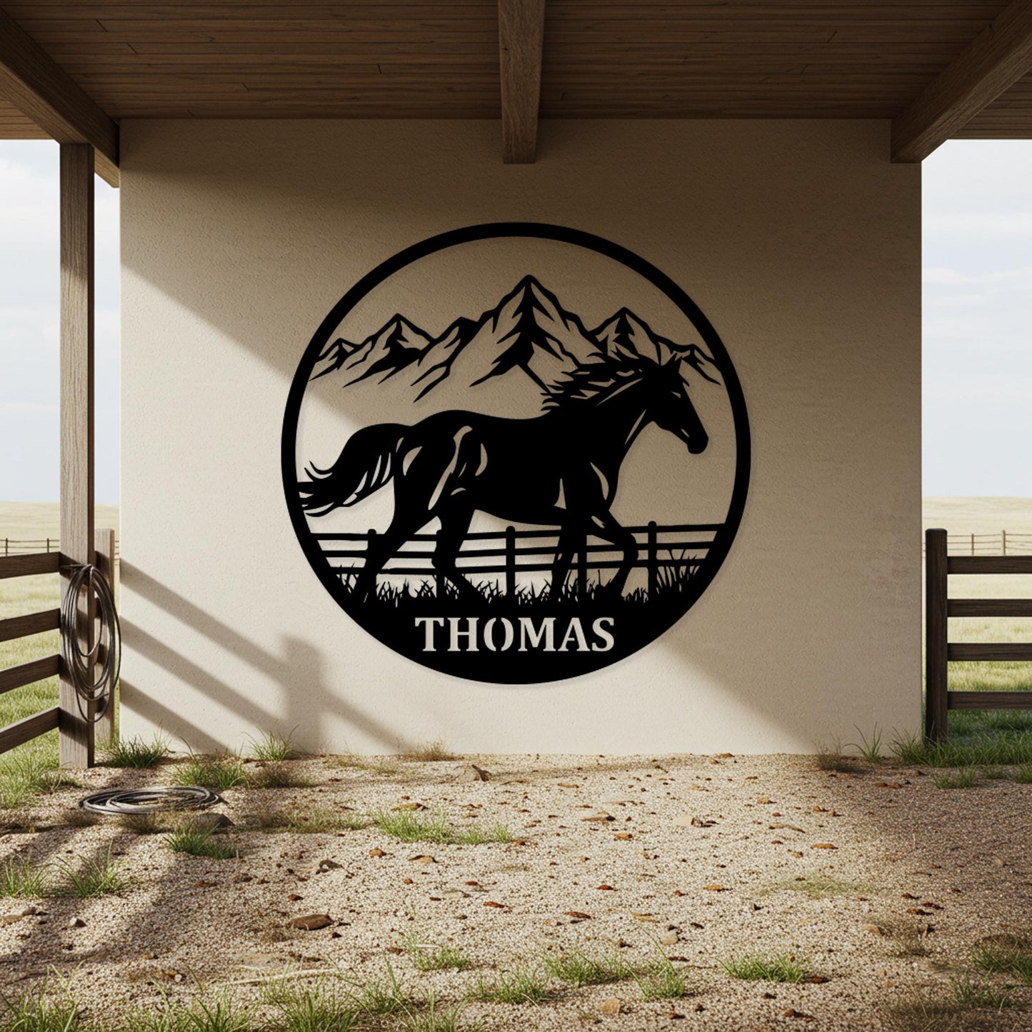 Custom Horse Family Metal Sign, Personalized Farm Sign, Running Horse Round Wall Decor, Family Ranch Sign, Unique Gift for Horse Lovers
