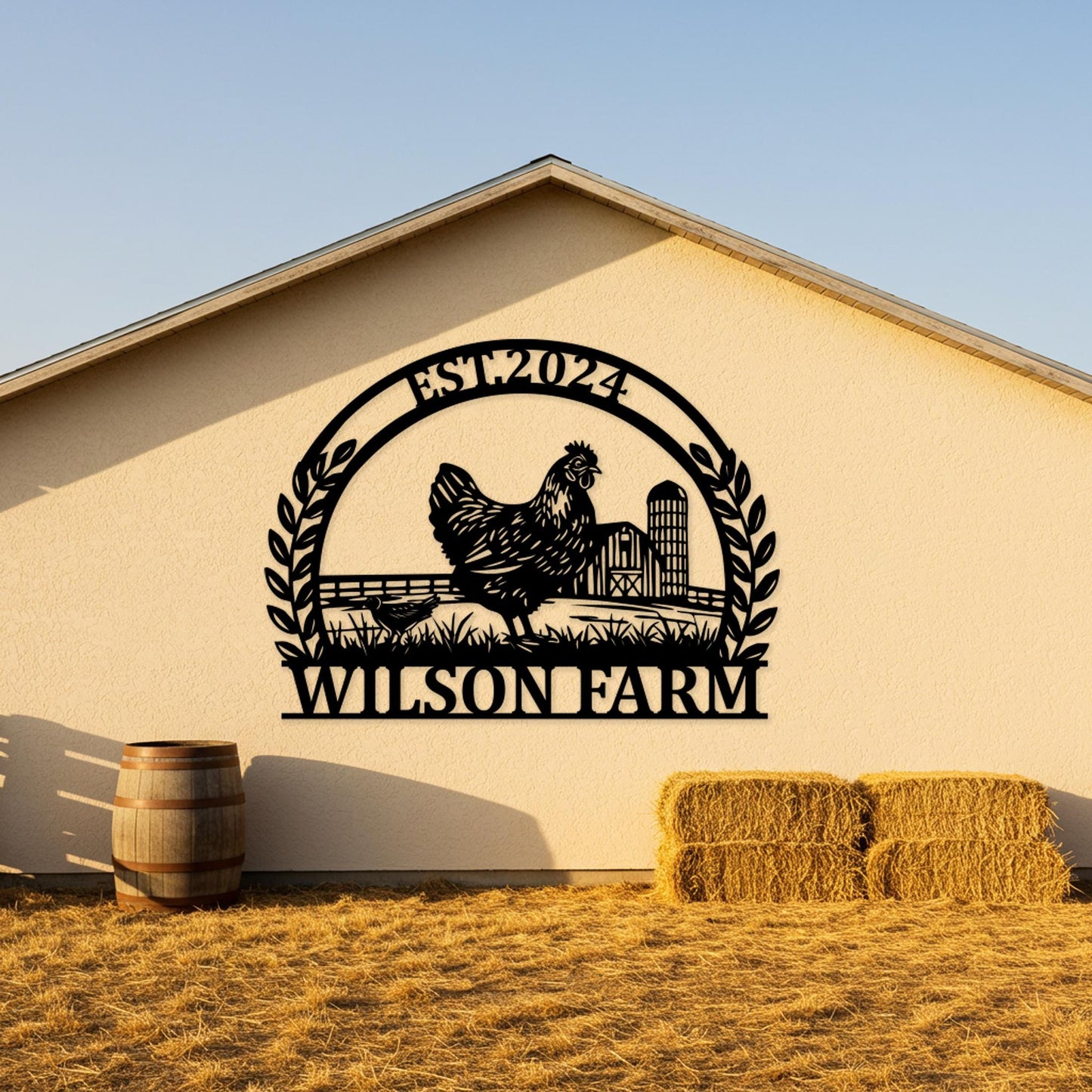 Custom Chicken Farm Sign, Personalized Farmhouse Metal Sign, Outdoor Barn Wall Art, Country Chicken Decor, Rustic Gifts for Farmers