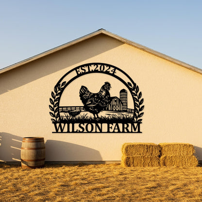 Custom Chicken Farm Sign, Personalized Farmhouse Metal Sign, Outdoor Barn Wall Art, Country Chicken Decor, Rustic Gifts for Farmers