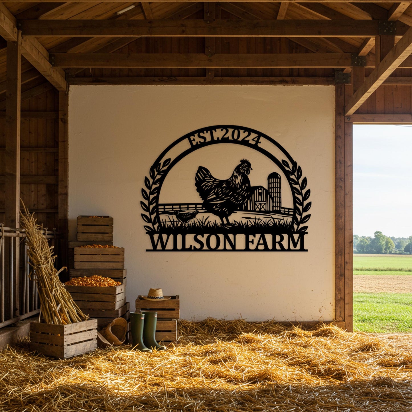 Custom Chicken Farm Sign, Personalized Farmhouse Metal Sign, Outdoor Barn Wall Art, Country Chicken Decor, Rustic Gifts for Farmers