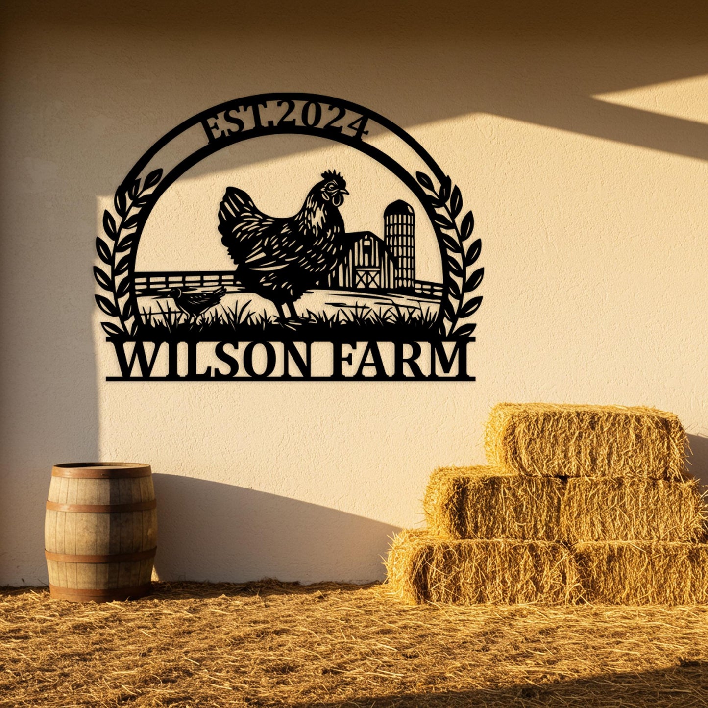 Custom Chicken Farm Sign, Personalized Farmhouse Metal Sign, Outdoor Barn Wall Art, Country Chicken Decor, Rustic Gifts for Farmers
