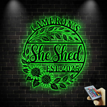 Custom Metal She Shed Sign with Led Lights,She Shed Custom Metal Sign,She Shed Plaque, Mom Gift, Home Decor, She Shed Lover Gift
