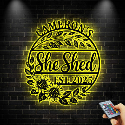 Custom Metal She Shed Sign with Led Lights,She Shed Custom Metal Sign,She Shed Plaque, Mom Gift, Home Decor, She Shed Lover Gift