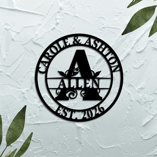Personalized Family Name Sign, Perfect Christmas Gift, Custom Metal Wall Art, Door Hanger