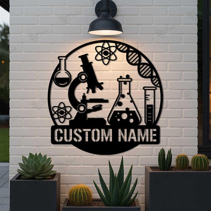 Custom Chemistry Teacher Metal Wall Art LED Light,Laboratory Personalized Sign, Metal Sign for Chemists, Science Gifts,Teacher Gift