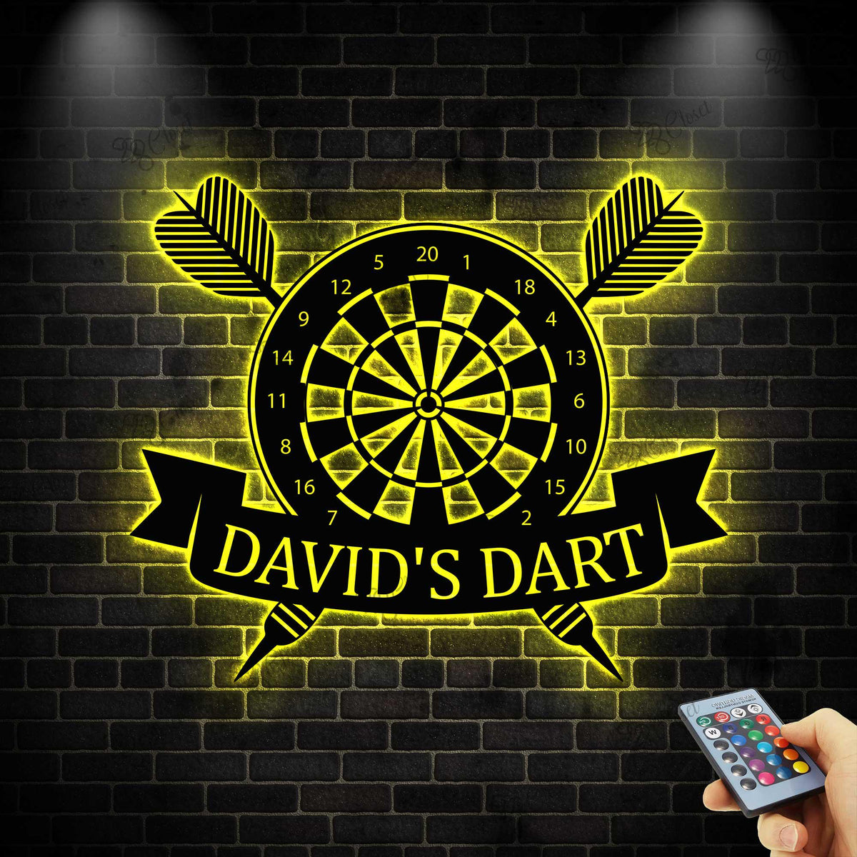 Personalized Darts Monogram Metal Wall with LED Lights, Custom Dart Metal Sign,Dart Player Name Sign, Darts Lover Home Decoration, Xmas Gift