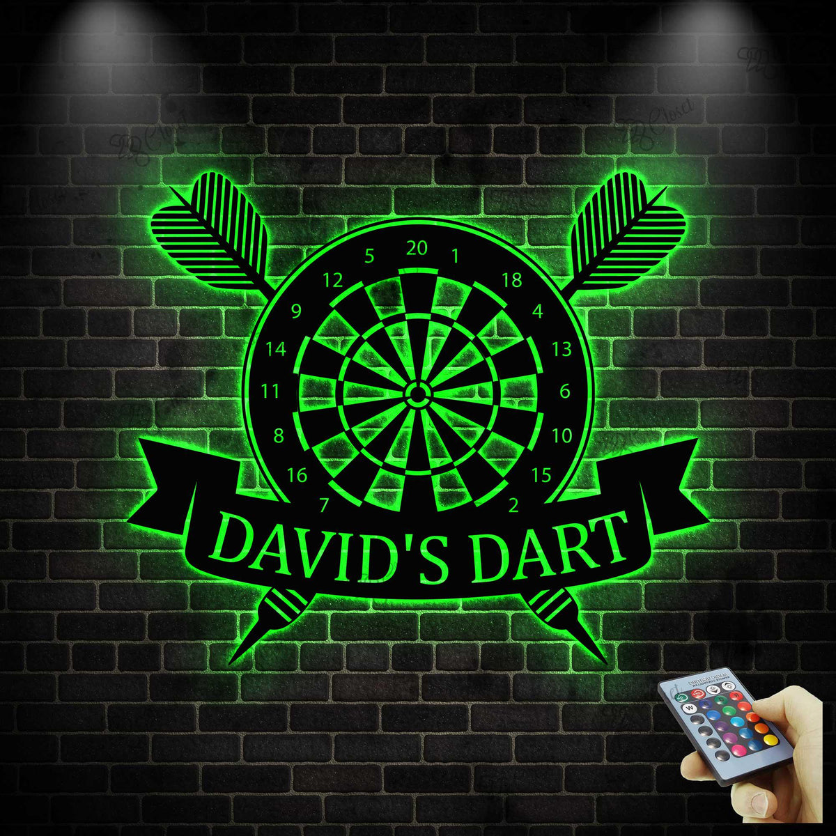 Personalized Darts Monogram Metal Wall with LED Lights, Custom Dart Metal Sign,Dart Player Name Sign, Darts Lover Home Decoration, Xmas Gift