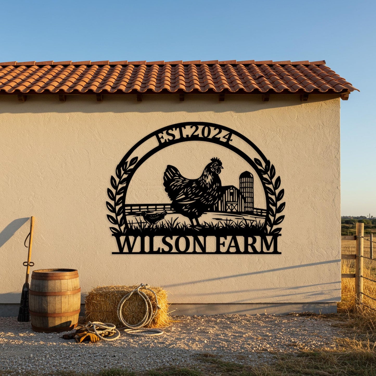 Custom Chicken Farm Sign, Personalized Farmhouse Metal Sign, Outdoor Barn Wall Art, Country Chicken Decor, Rustic Gifts for Farmers