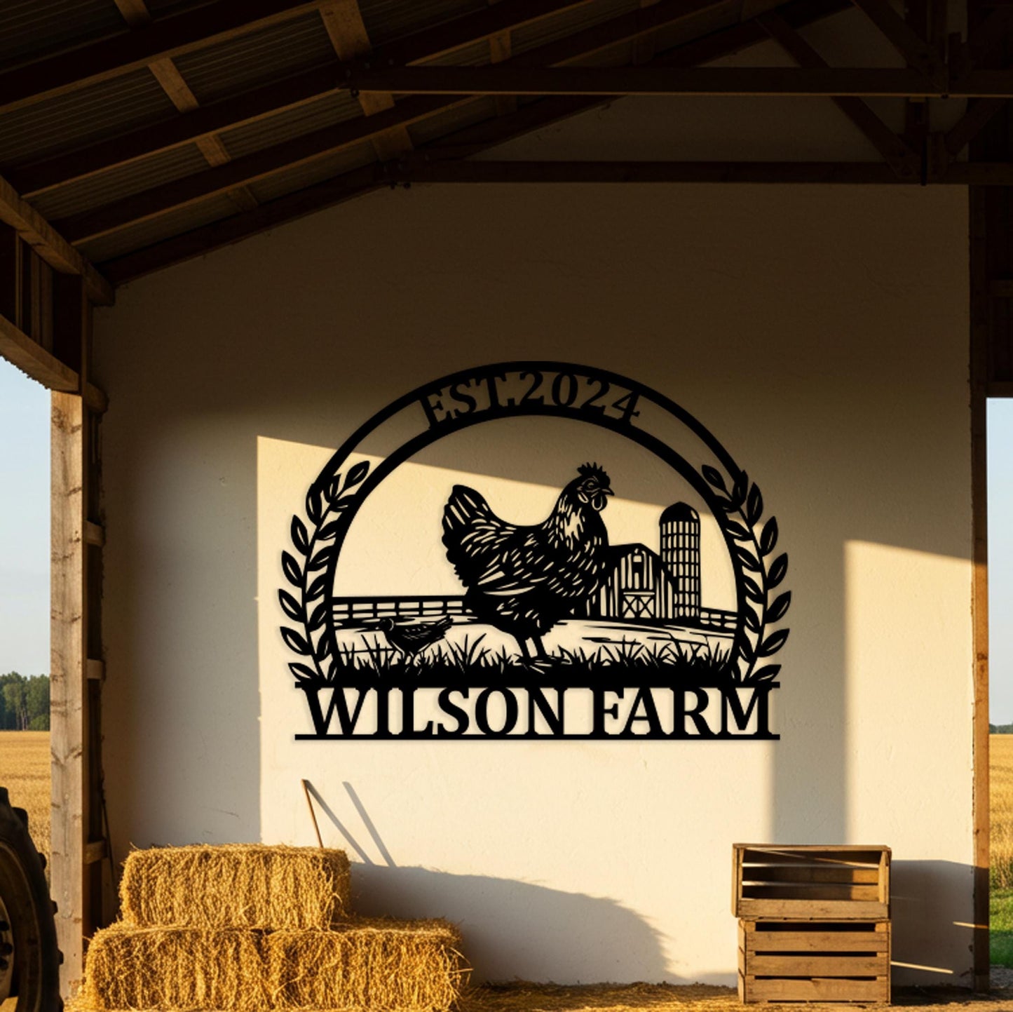Custom Chicken Farm Sign, Personalized Farmhouse Metal Sign, Outdoor Barn Wall Art, Country Chicken Decor, Rustic Gifts for Farmers