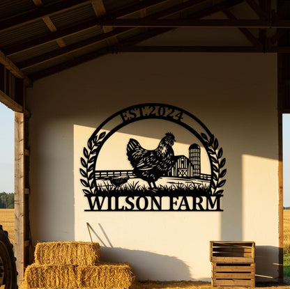 Custom Chicken Farm Sign, Personalized Farmhouse Metal Sign, Outdoor Barn Wall Art, Country Chicken Decor, Rustic Gifts for Farmers