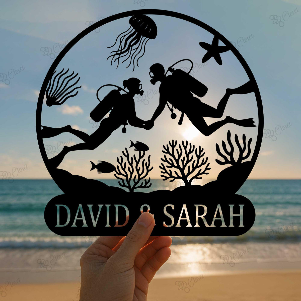 Personalized Scuba Diver Name Sign, Custom Scuba Diving Metal Wall Art With LED Light, Scuba Diving Decor, Gift For Scuba Driver