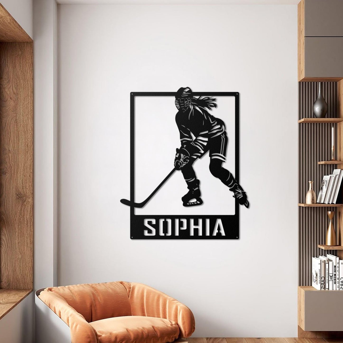 Custom Hockey Player Metal Sign - Personalized Wall Art with Name, Sports Room Decor, Gift for Girls Who Play Hockey or Team Athletes