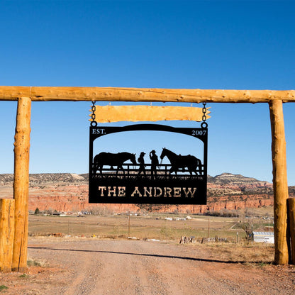 Personalized Farm Entrance Cowboy Metal Sign, Cowboy Lover Gift, Custom Cowboy Sign, Farmhouse Gift, Ranch Address Plaque,Metal Address Sign