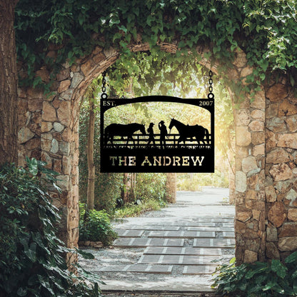Personalized Farm Entrance Cowboy Metal Sign, Cowboy Lover Gift, Custom Cowboy Sign, Farmhouse Gift, Ranch Address Plaque,Metal Address Sign