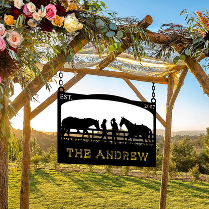 Personalized Farm Entrance Cowboy Metal Sign, Cowboy Lover Gift, Custom Cowboy Sign, Farmhouse Gift, Ranch Address Plaque,Metal Address Sign