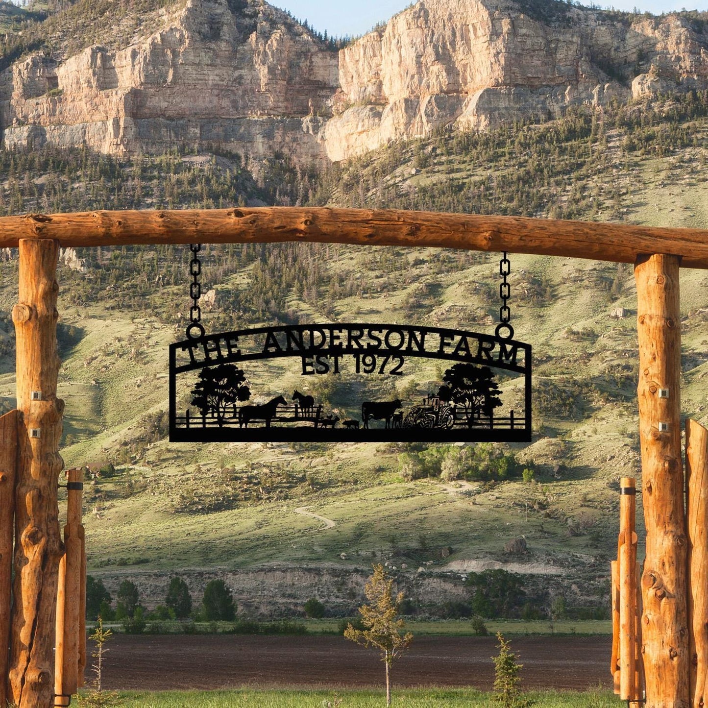 Personalized Farm Entrance Gate Sign, Metal Custom Ranch Sign, Family Farm Name Sign, Farm Owner Gift, Large Barn Gate Decor, Farm Gate Gift