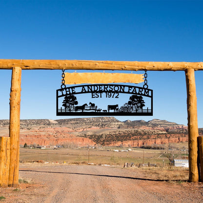 Personalized Farm Entrance Gate Sign, Metal Custom Ranch Sign, Family Farm Name Sign, Farm Owner Gift, Large Barn Gate Decor, Farm Gate Gift