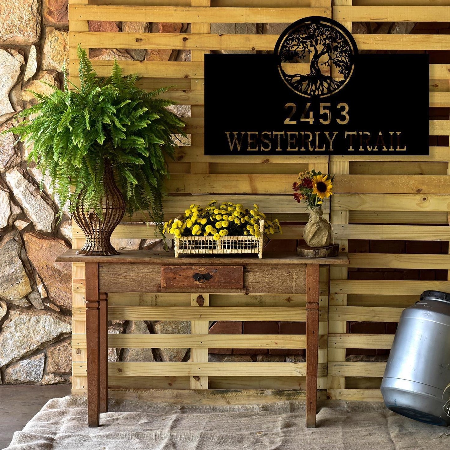 Customized Family Tree Addres Sign, Personalized Farmhouse Gate Sign, Farmville Family Wall Sign,Outdoor Address Name Plaque,Barn Gate Decor