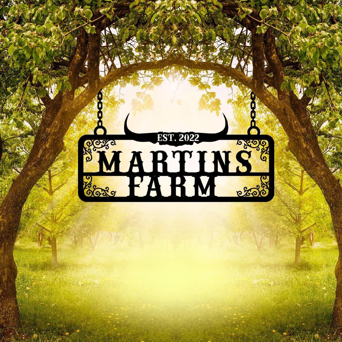 Personalized Metal Farm Name Deer Horn Sign, Custom Farmhouse Gift, Customized Farm Sign, Ranch Metal Sign, Farm Owner Gift, Ranch Entryway