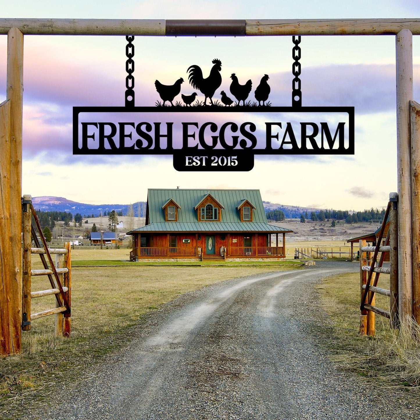 Personalized Ranch Sign with Animals,Custom Farm Entrance Sign,Chicken Coop Owner Gift,Outdoor Barn Gate Sign,Farm Owner Gift,Farm Gate Sign