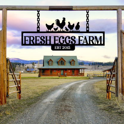 Personalized Ranch Sign with Animals,Custom Farm Entrance Sign,Chicken Coop Owner Gift,Outdoor Barn Gate Sign,Farm Owner Gift,Farm Gate Sign