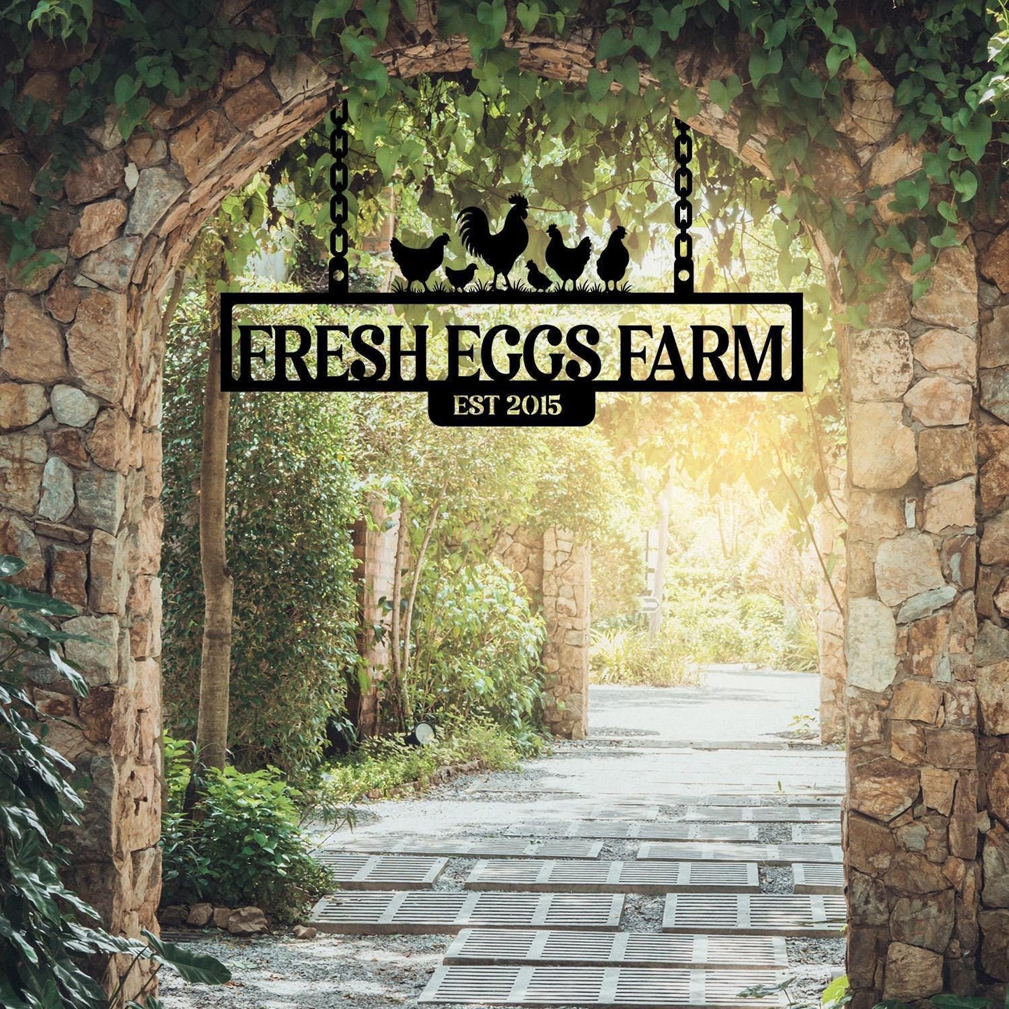 Personalized Ranch Sign with Animals,Custom Farm Entrance Sign,Chicken Coop Owner Gift,Outdoor Barn Gate Sign,Farm Owner Gift,Farm Gate Sign