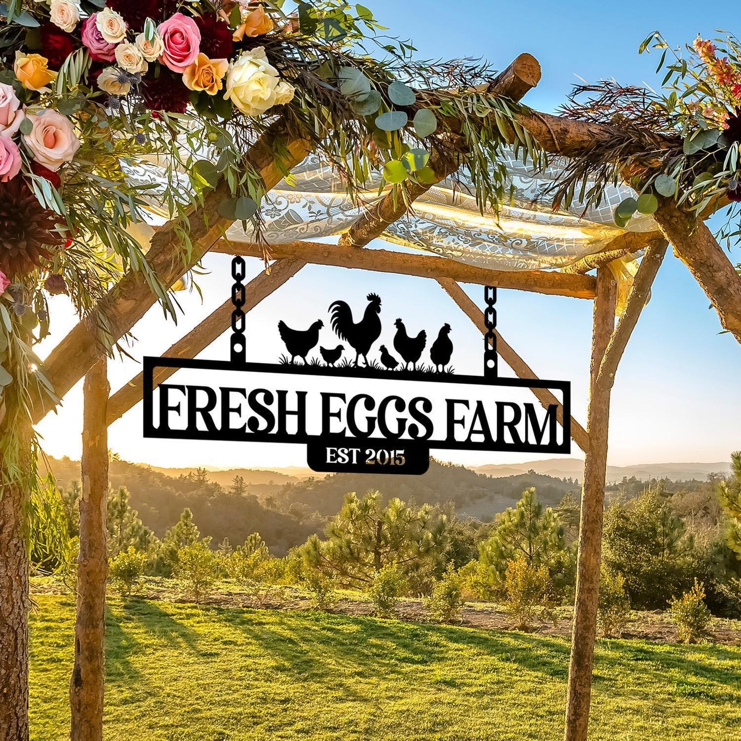 Personalized Ranch Sign with Animals,Custom Farm Entrance Sign,Chicken Coop Owner Gift,Outdoor Barn Gate Sign,Farm Owner Gift,Farm Gate Sign