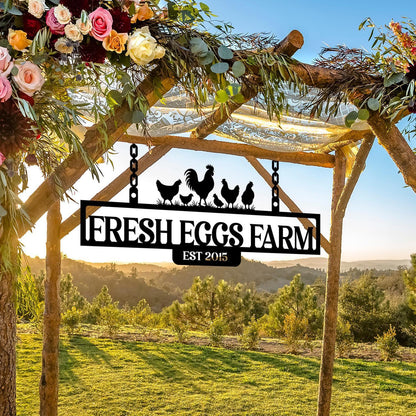 Personalized Ranch Sign with Animals,Custom Farm Entrance Sign,Chicken Coop Owner Gift,Outdoor Barn Gate Sign,Farm Owner Gift,Farm Gate Sign