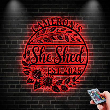 Custom Metal She Shed Sign with Led Lights,She Shed Custom Metal Sign,She Shed Plaque, Mom Gift, Home Decor, She Shed Lover Gift